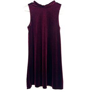 Others Follow Burgundy Velvet Sleeveless Bow Accent Dress Womens Small